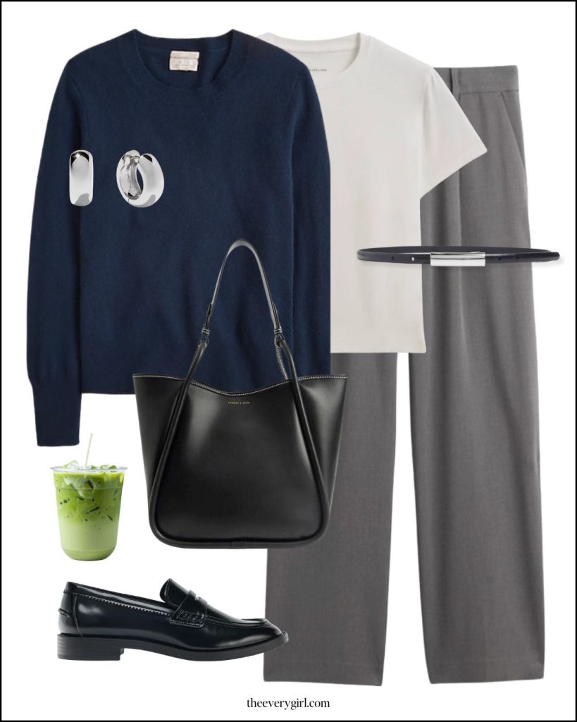 navy sweater outfit