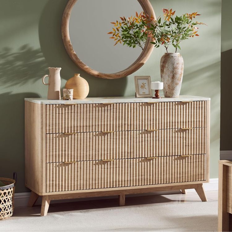 Fluted 6 Drawers Dresser