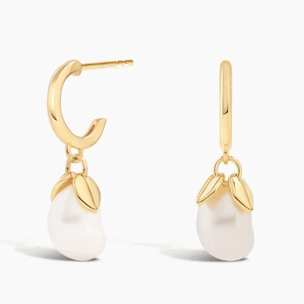 Baroque Pearl Hoop Earrings