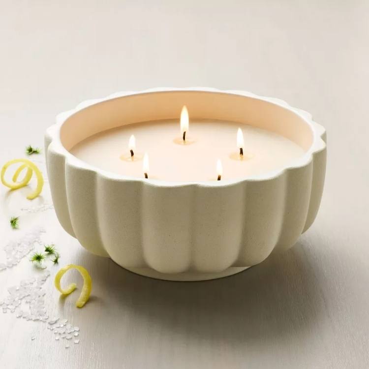 Salt Scalloped Jar Candle