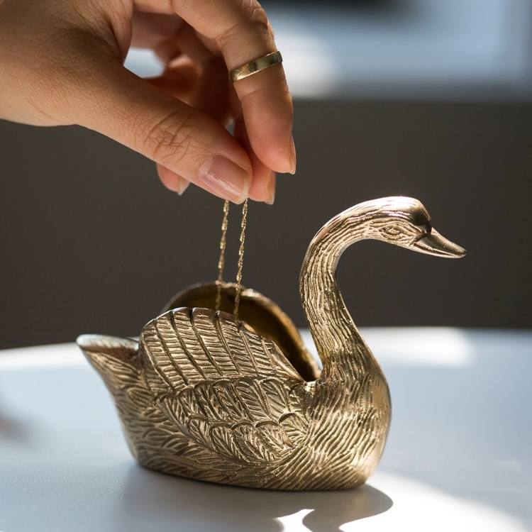 Swan Brass Jewelry Dish