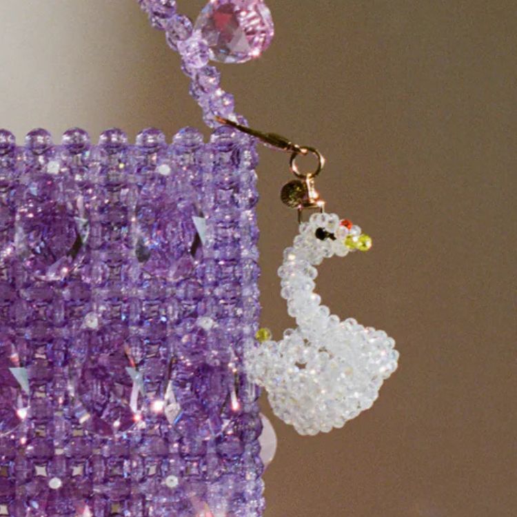 Beaded Swan Bag Charm