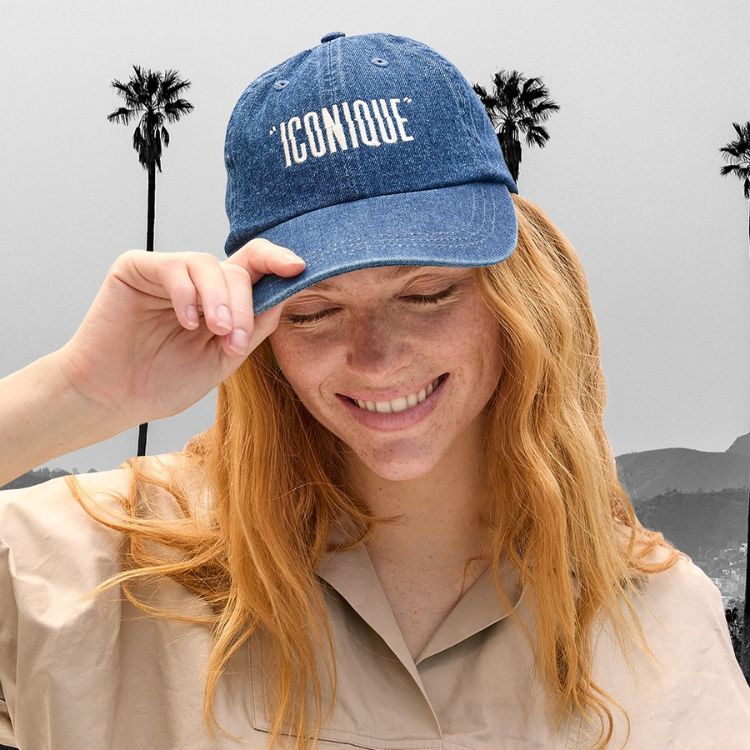 Iconique Embroidered Denim Baseball Cap