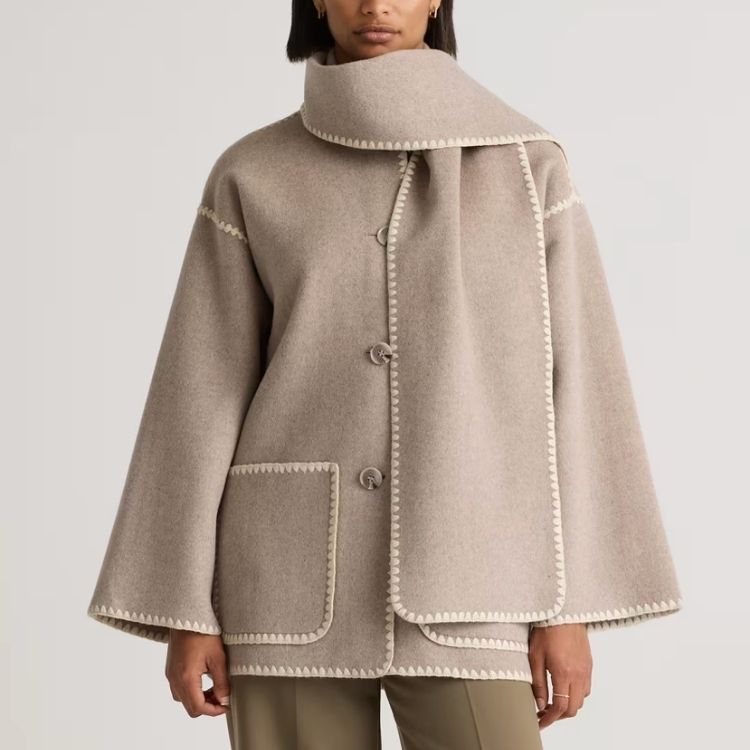 Double-Faced Merino Wool Scarf Coat
