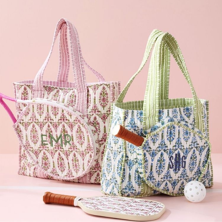 Block Print Pickleball Tote