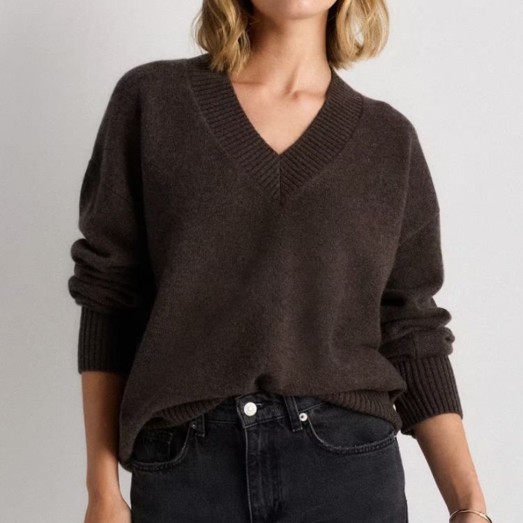 Mongolian Cashmere Oversized V-Neck Sweater