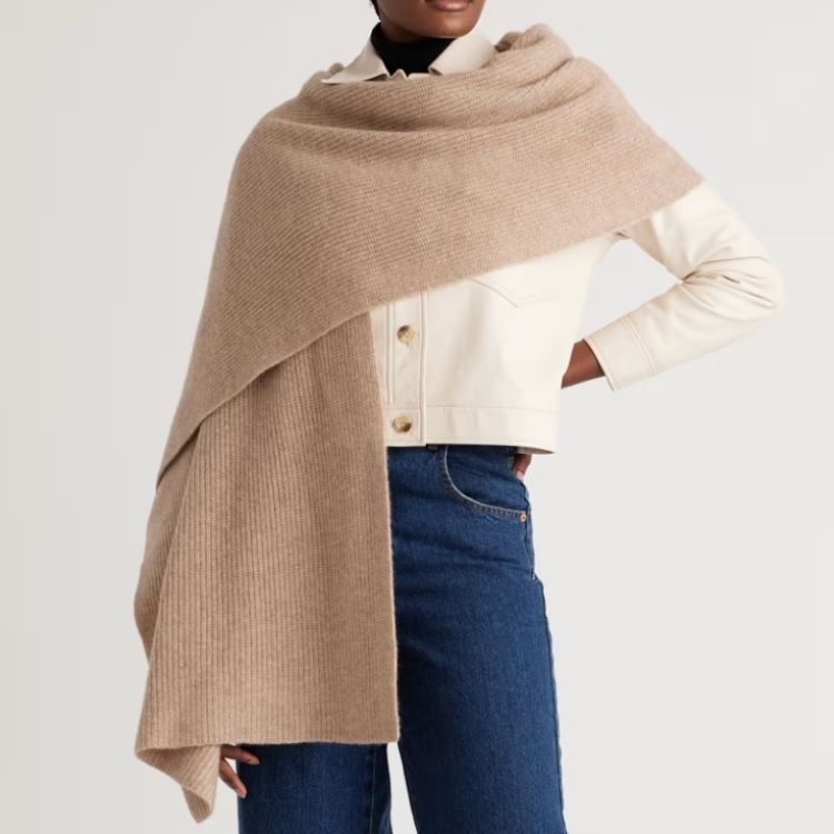 Mongolian Cashmere Ribbed Wrap