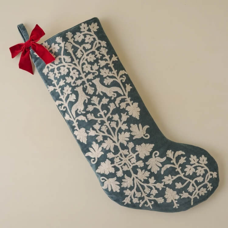 Embroidered Velvet Stocking