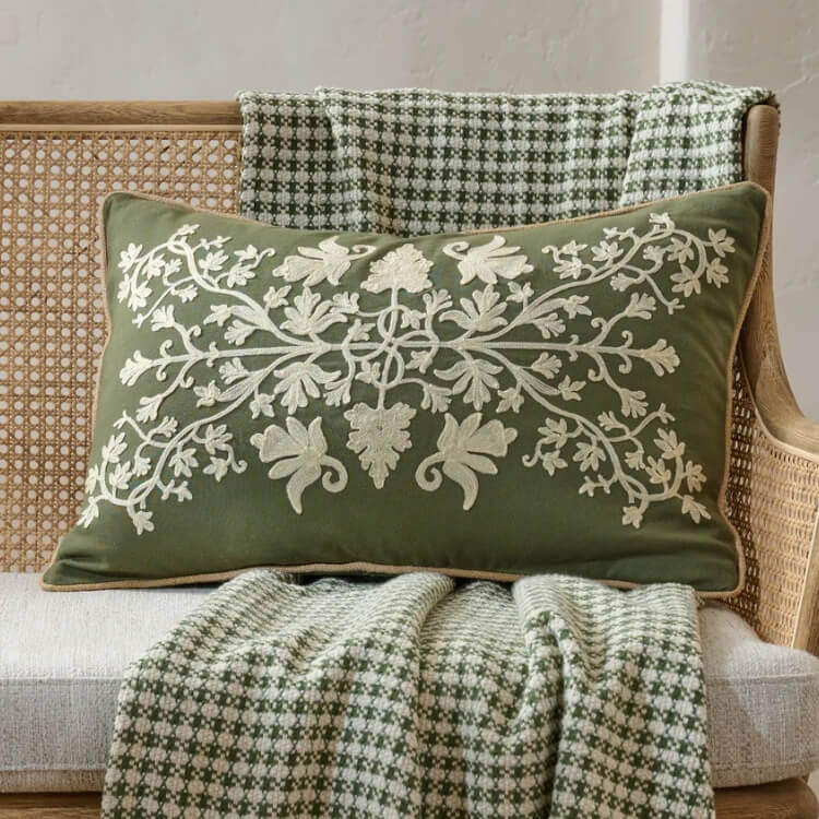 Embroidered Lumbar Pillow