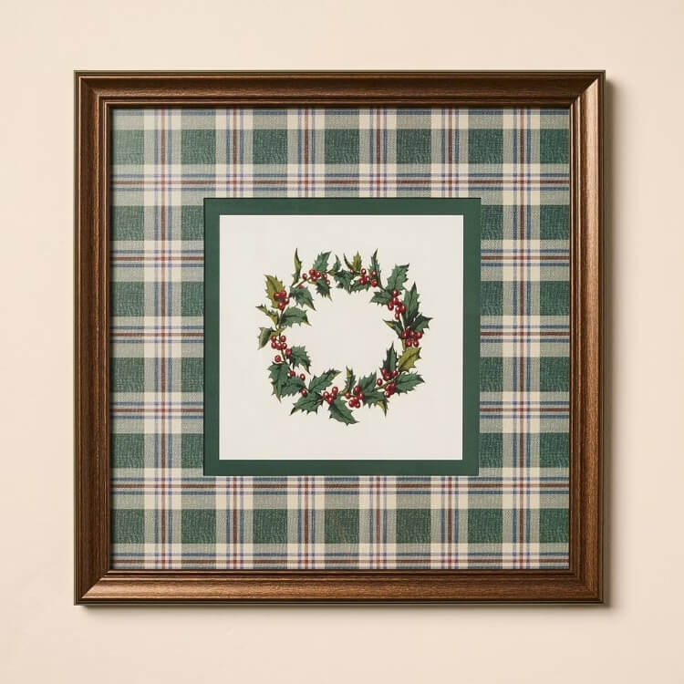Plaid Wreath Framed Wall Art