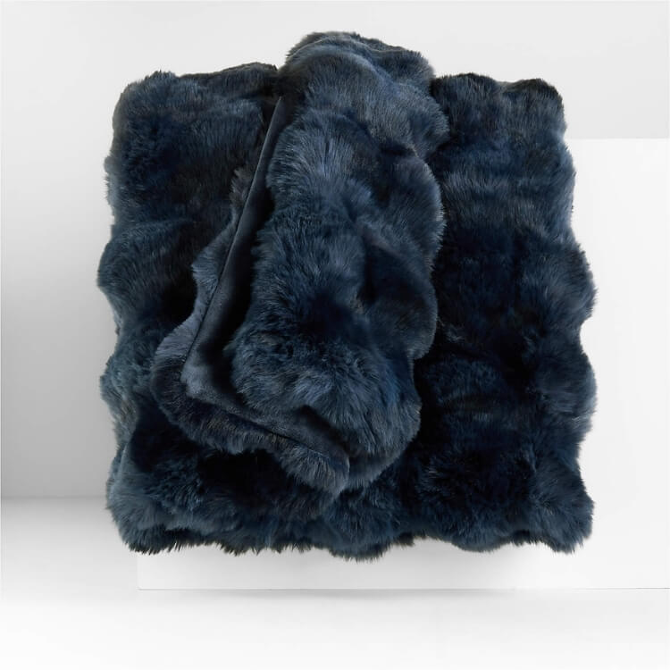 Textured Faux Fur Throw Blanket