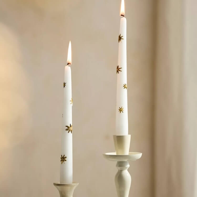 Gold Confetti Taper Candles