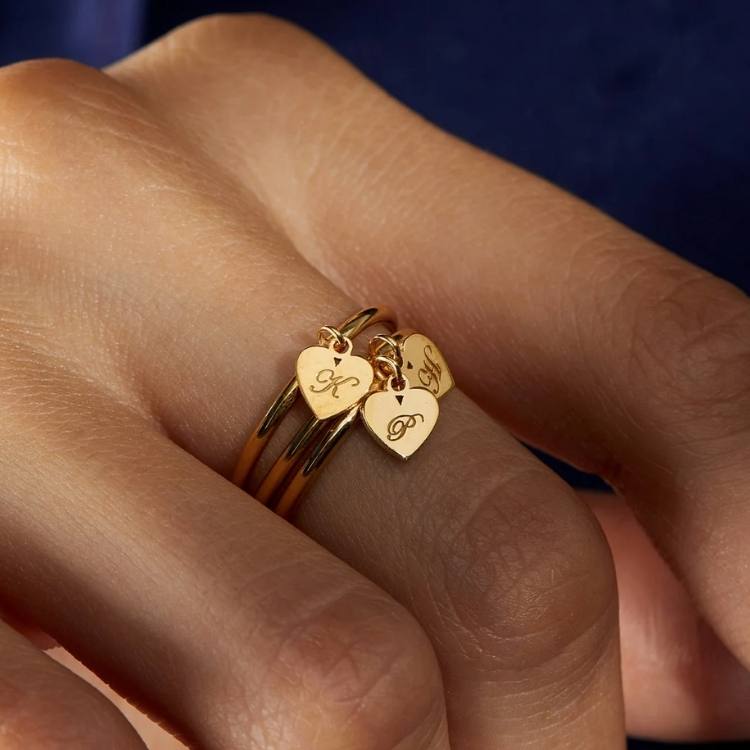 Tiny Initial Heart Ring