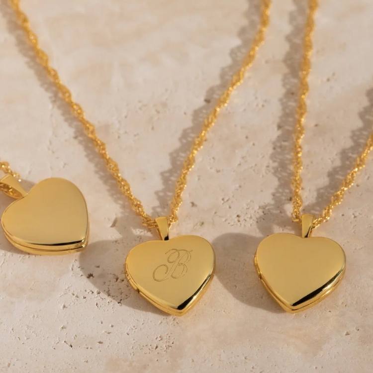 Initial Heart Locket Necklace