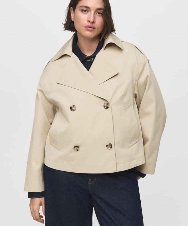 Double-Breasted Cropped Trench Coat