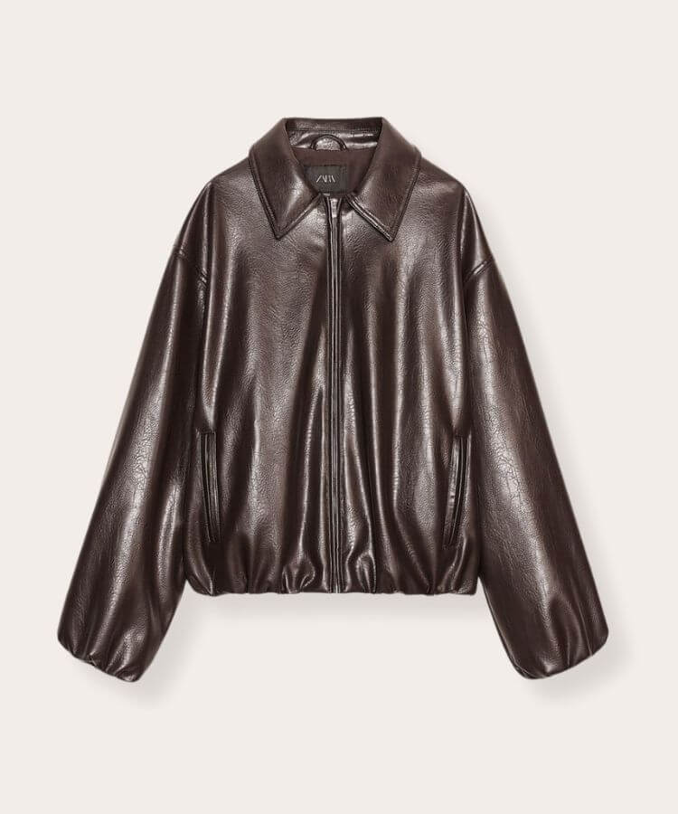 Faux Leather Bomber Jacket