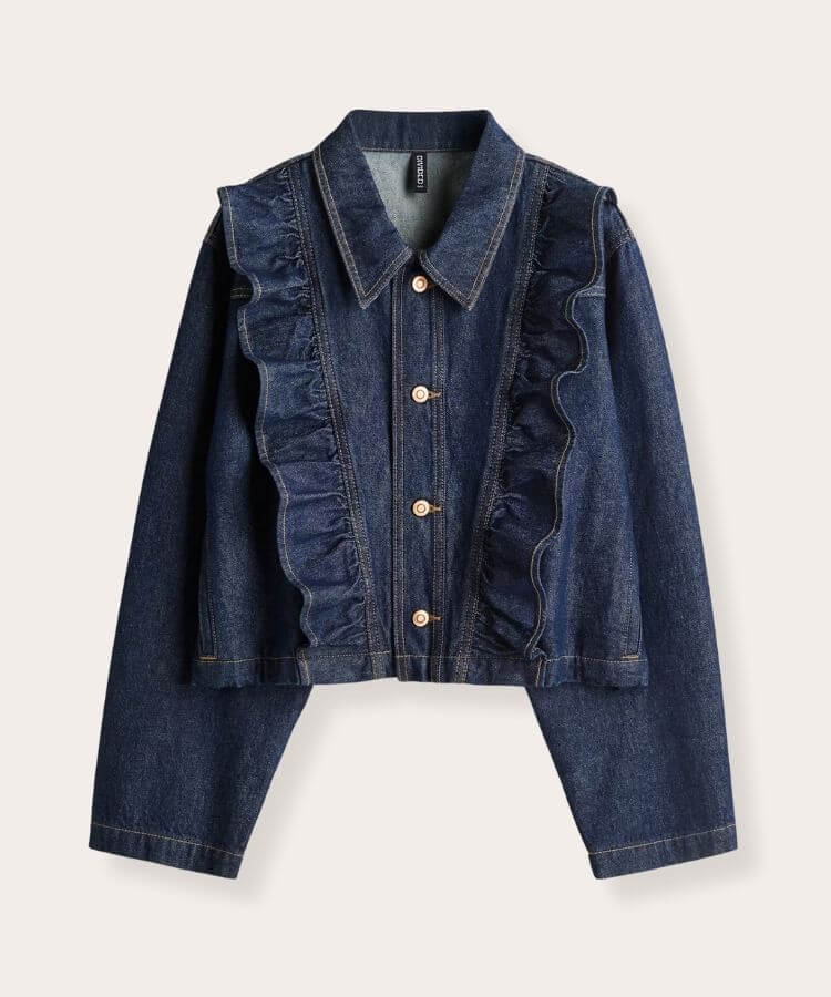 Ruffle-Trimmed Denim Jacket