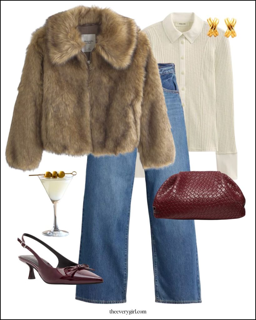 fur jacket outfit