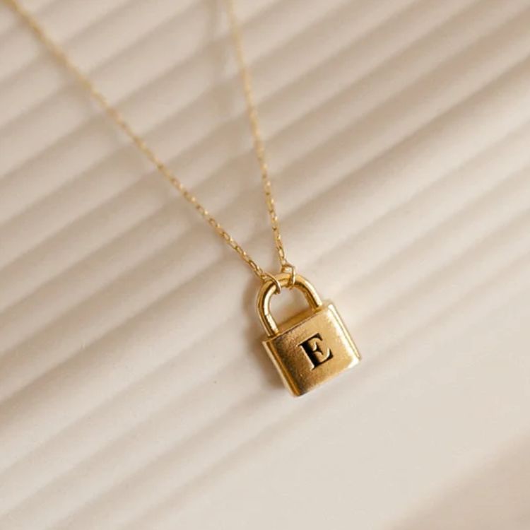 Padlock Initial Necklace