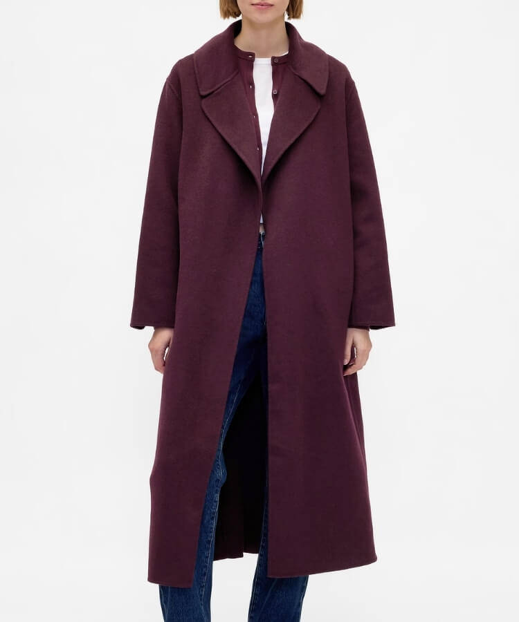 Wool-Blend Wrap Coat
