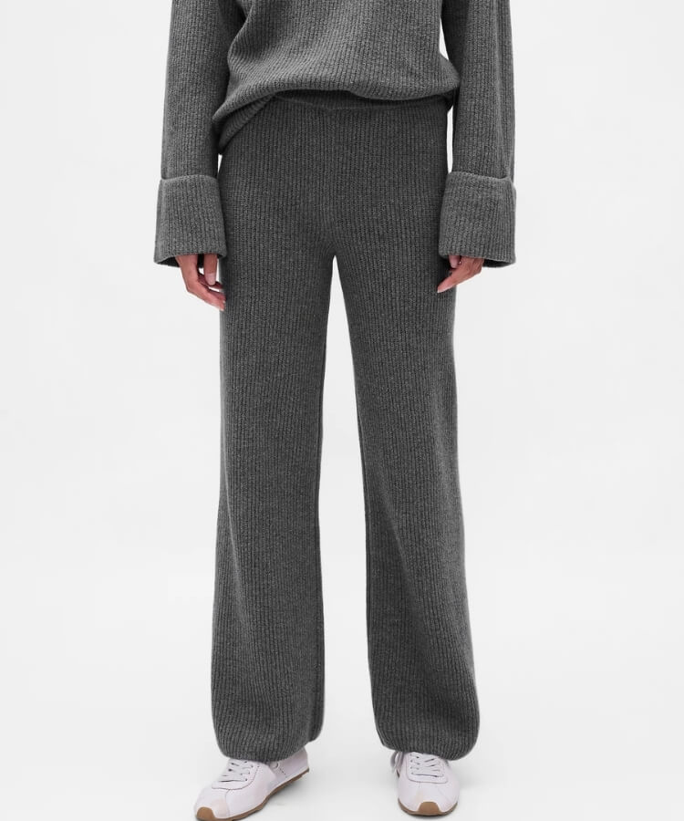 Shaker-Stitch Sweater Pants