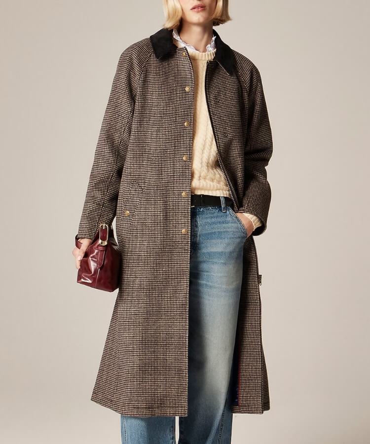 Long Houndstooth Barn Jacket