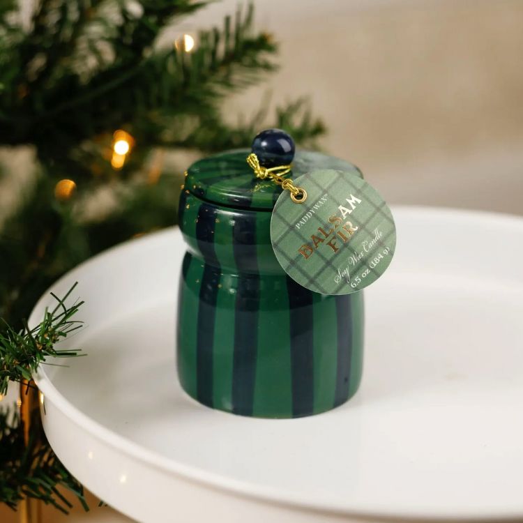 Balsam Fir Striped Jar Candle