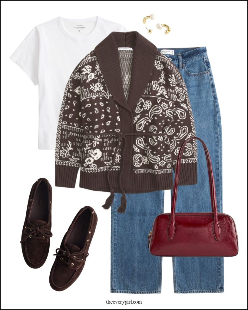 paisley cardigan thanksgiving outfit