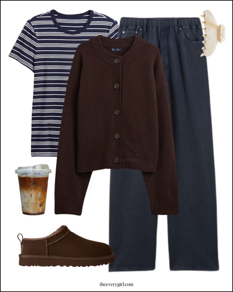 cardigan and sweatpant jeans