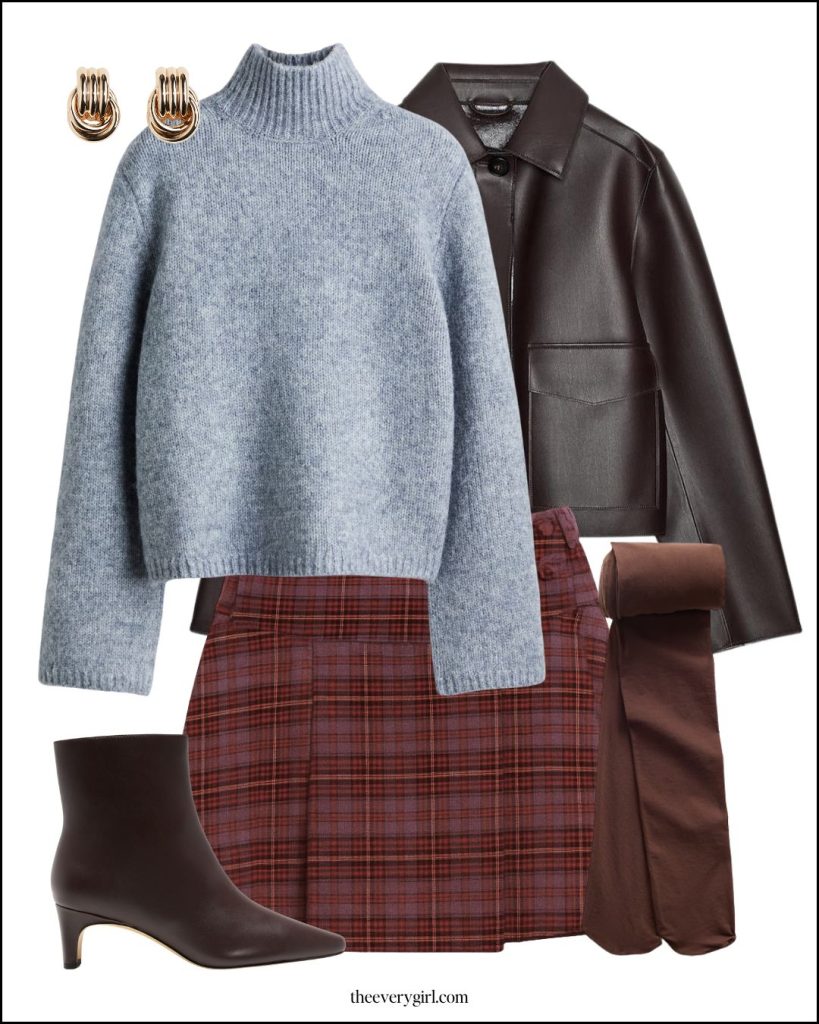 sweater and plaid skirt