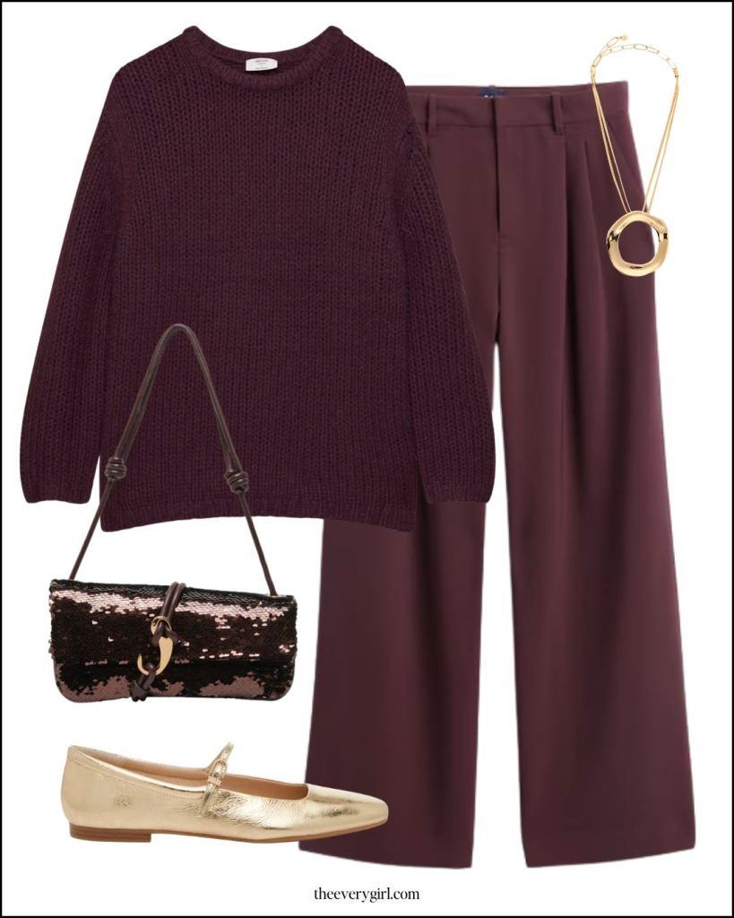 monochrome trousers and sweater