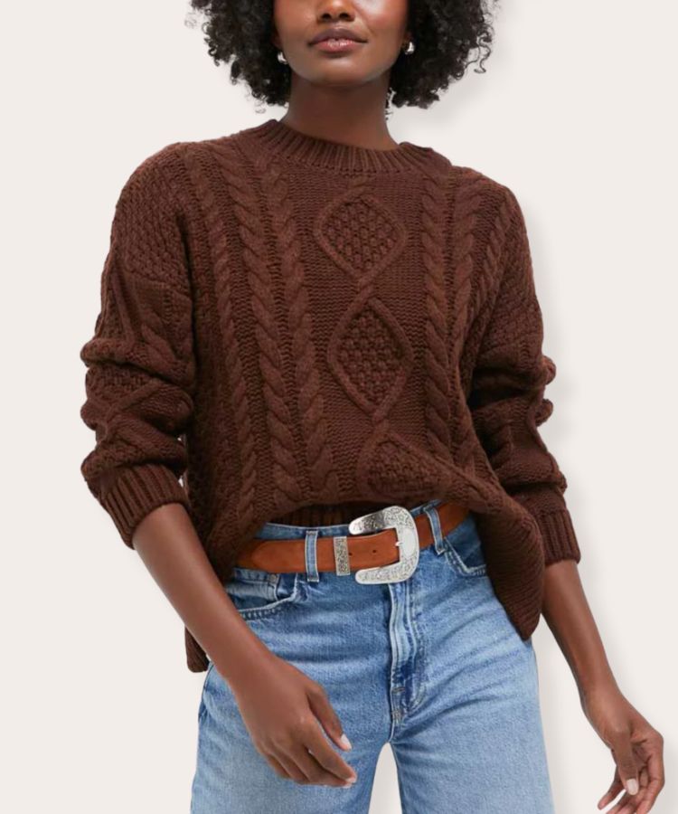 Chocolate Cable Knit Sweater