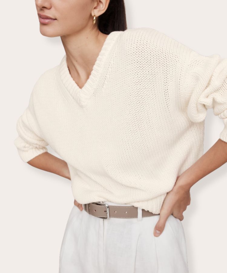 Oversized Cotton V-Neck Sweater