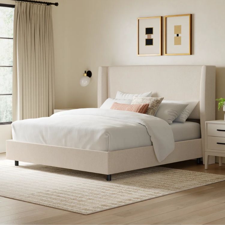 Upholstered Wingback Bed