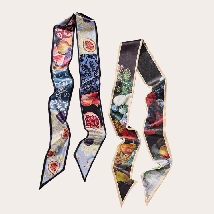 Skinny Floral Hair Scarves, Set of 2