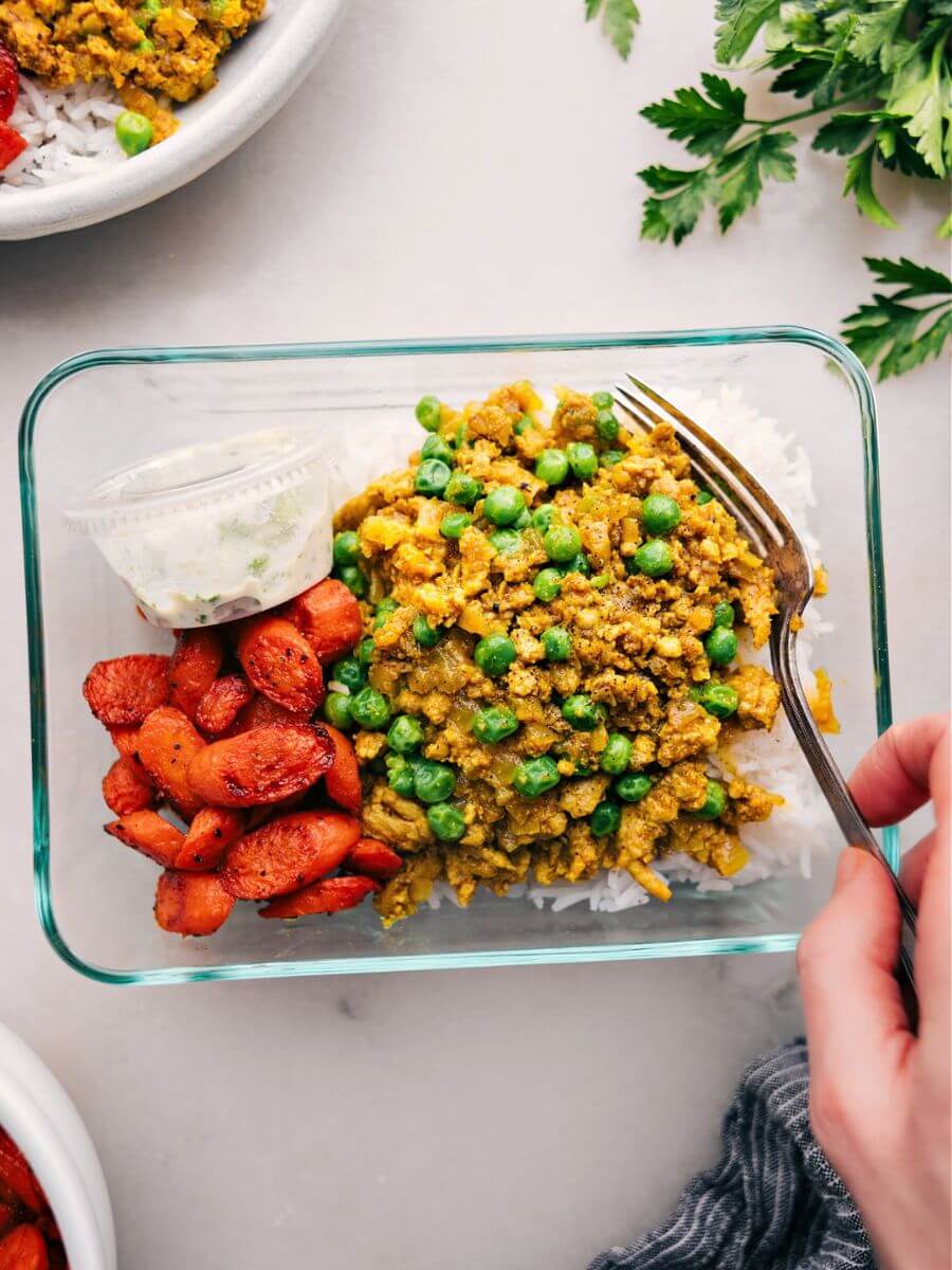 indian ground turkey healthy meal prep bowls