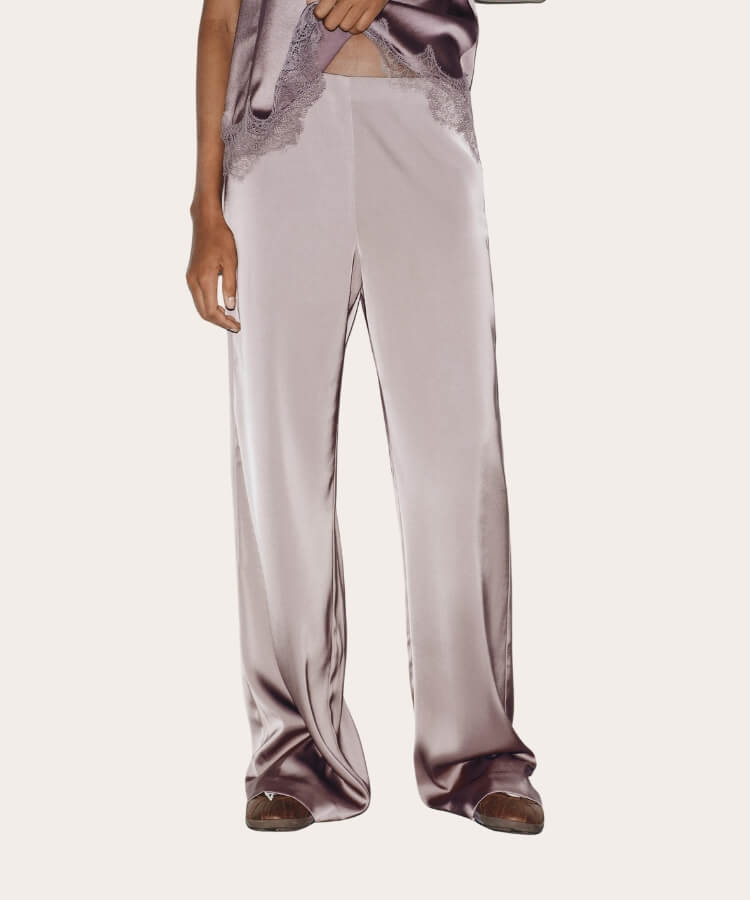High-Waisted Satin Pants