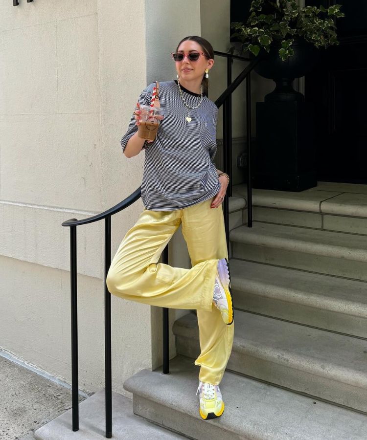 silk pants outfit
