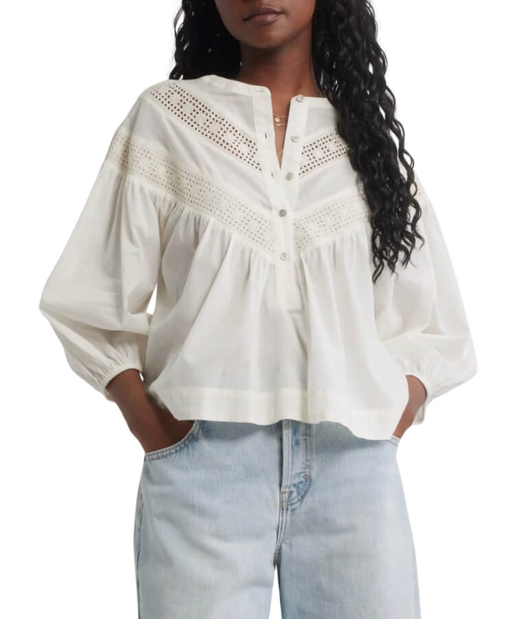 Lace Inset Woven Shirt