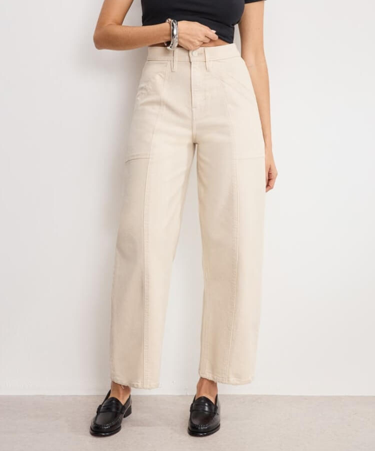 Canvas Barrel Leg Pants