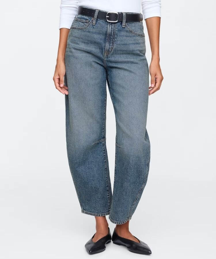 High-Rise Barrel Jeans