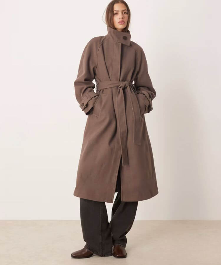 Funnel-Neck Trench Coat
