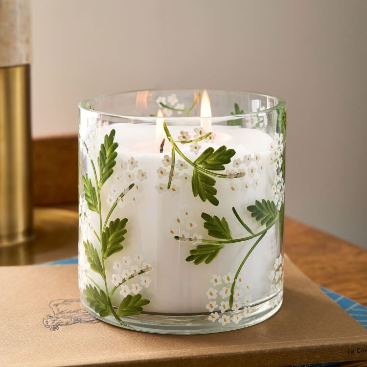 Hand-Painted Flower Candle