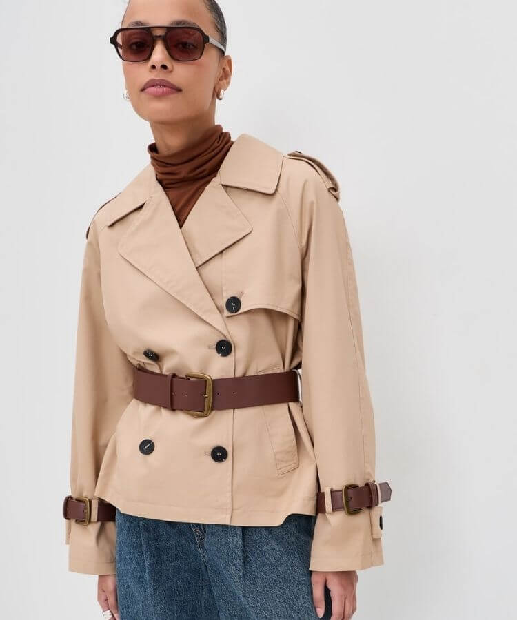 Short Trench with Leather Belt