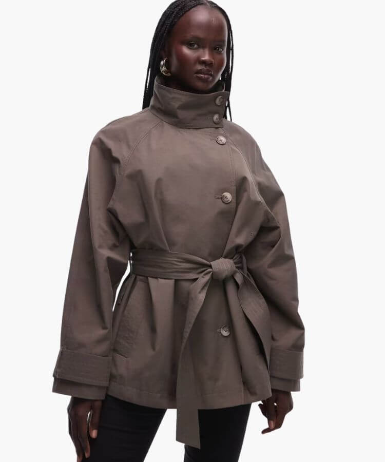 Funnel-Neck Trench Coat