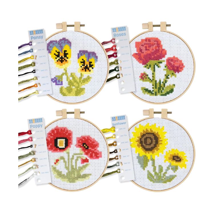 Flowers Cross Stitch Kit for Beginners
