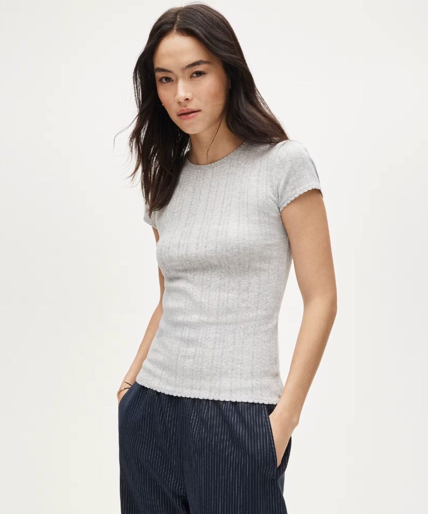 Pointelle Short Sleeve T-Shirt