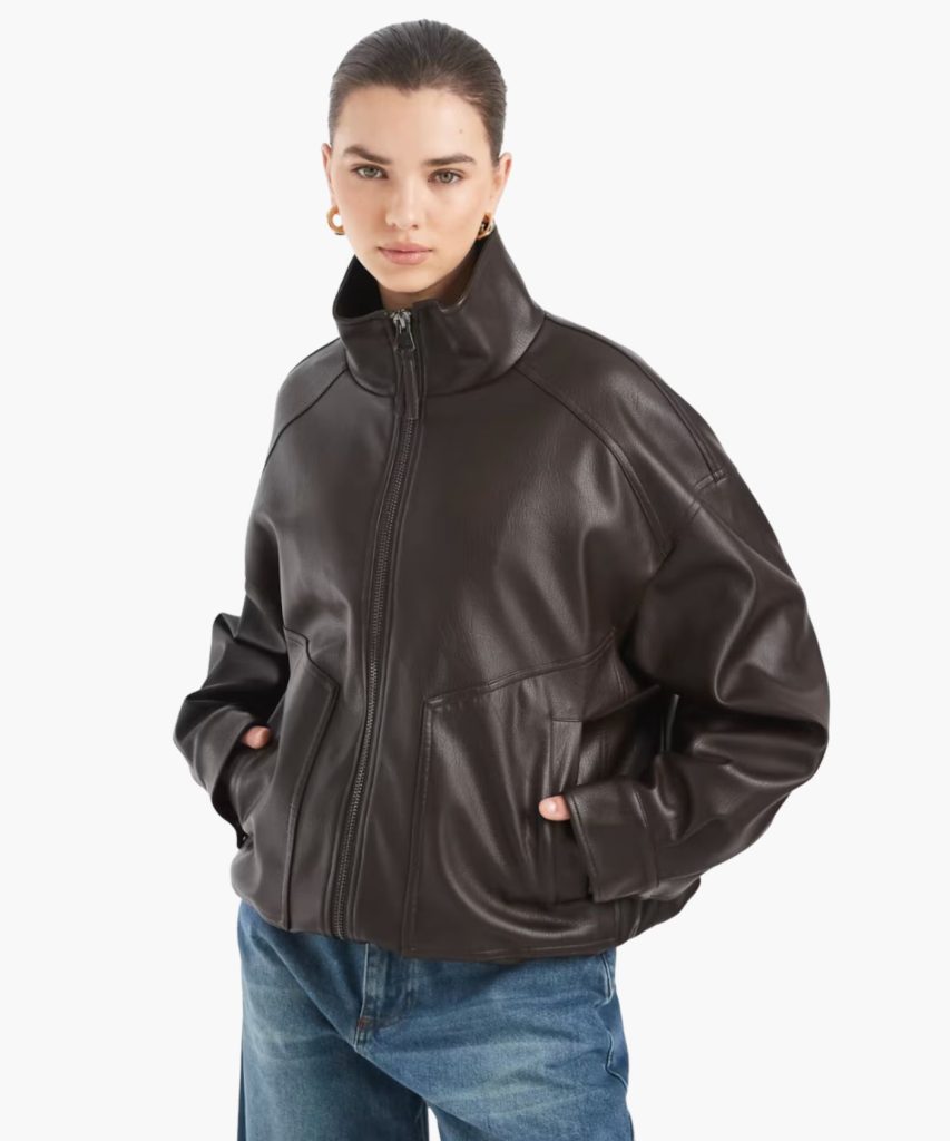 Faux Leather Bomber Jacket