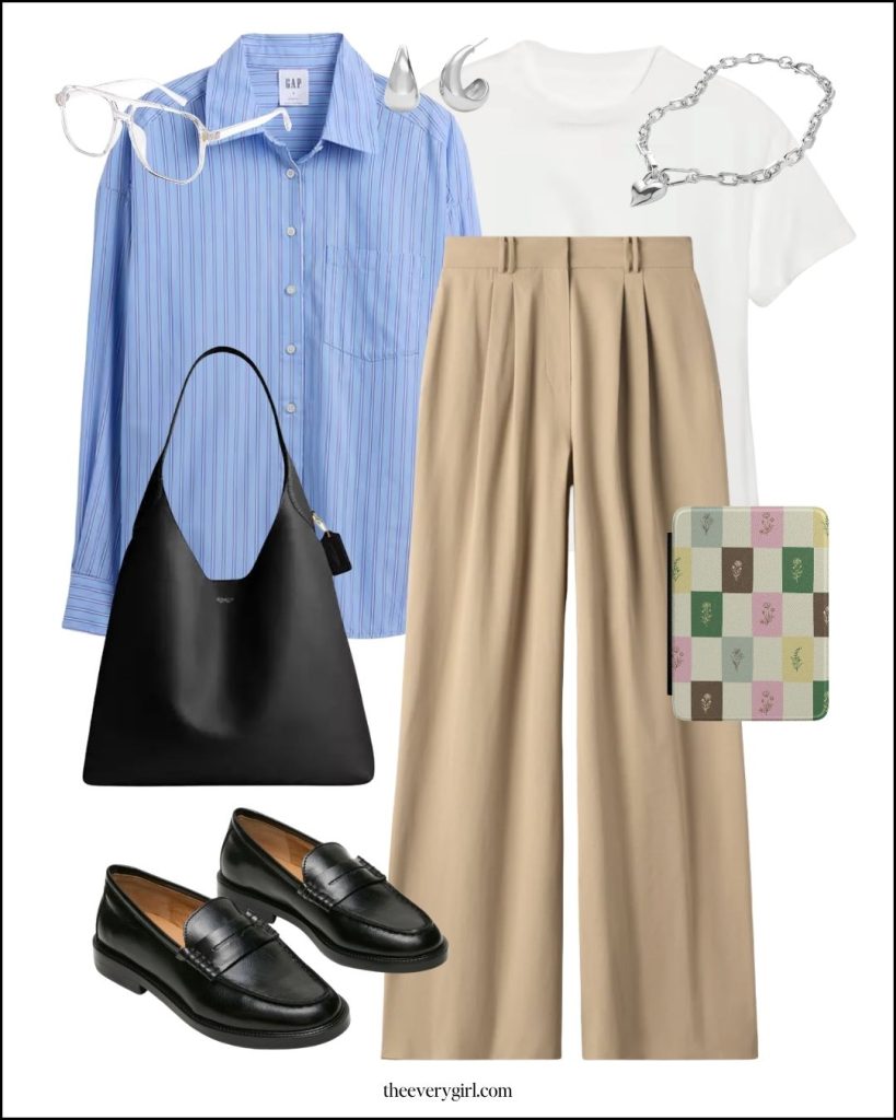 trousers and button up shirt work outfit