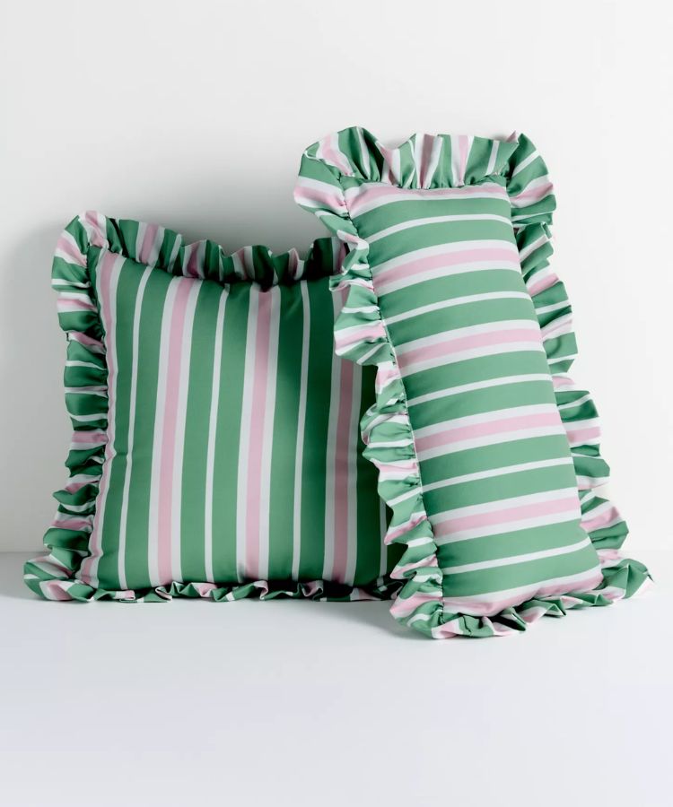 Striped Ruffle Indoor/Outdoor Pillow